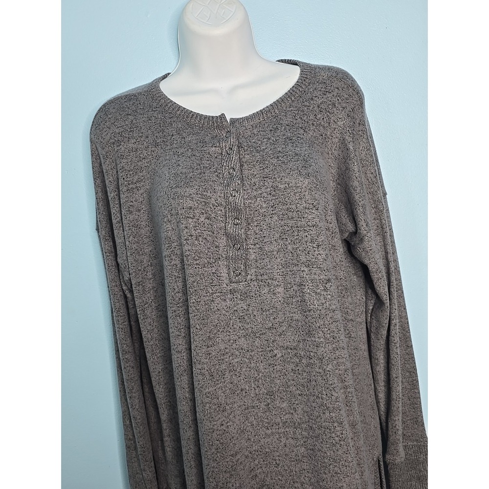 Maurices Gray Soft Knit Henley Tunic Sweater Womens Medium  Casual Long Sleeve